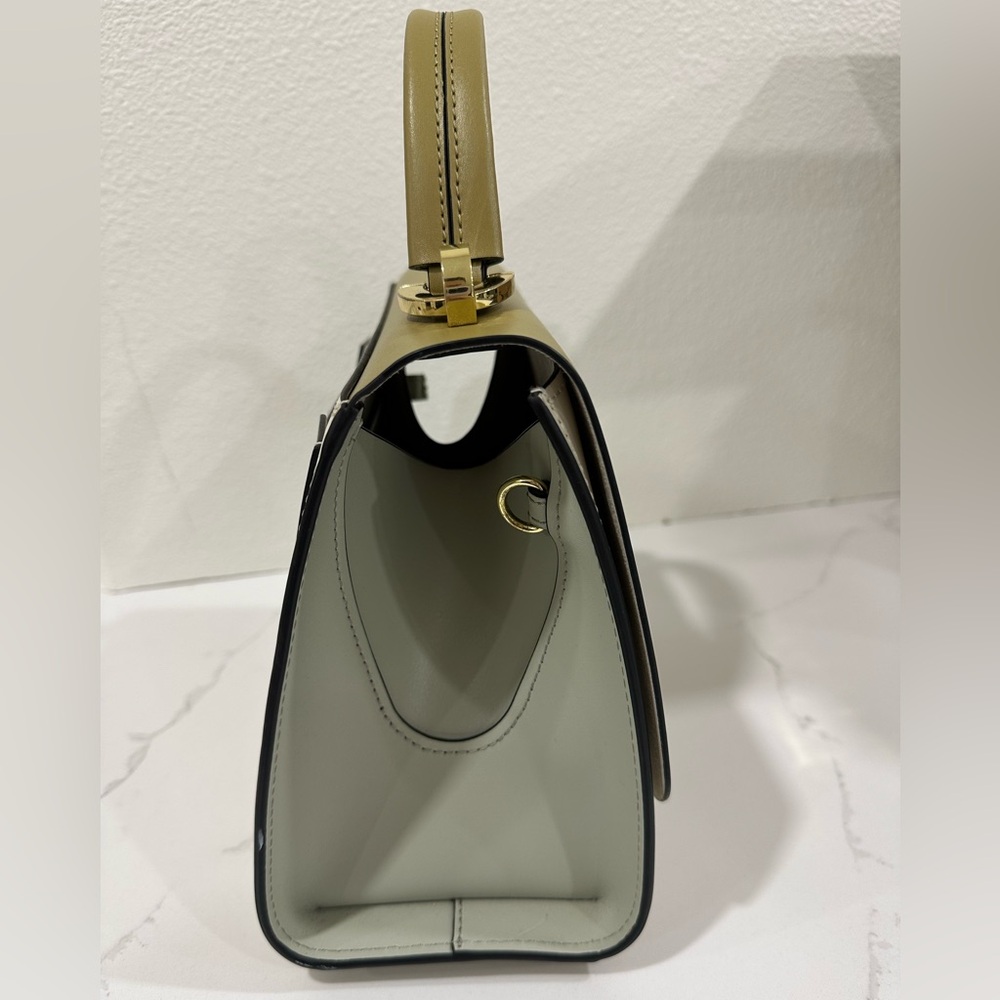 Zac Zac Posen Olive Green and Cream Handle Shoulder Bag - Picture 2 of 13
